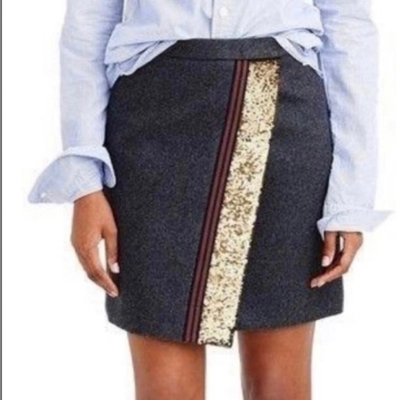 J. Crew wool Blend Origami Skirt Mini Sequins Women's Size 6 - Picture 1 of 7